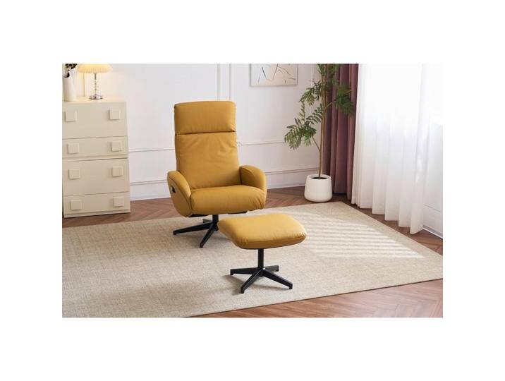 Livetastic RELAXSESSELSET, Gelb, Echtleder, Rindleder, 77x107x75 cm, Relaxfunktion, Wohnzimmer, Sessel, Relaxsessel von Livetastic