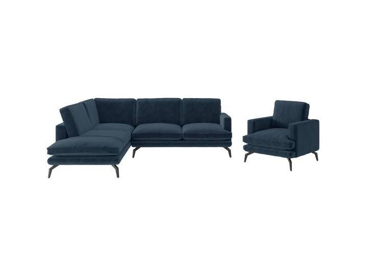 Livetastic SITZGARNITUR Bali, Dunkelblau, Füllung: Daunen, Silikon, 250x202 cm, Made in EU, planbar, Rücken echt, individuell planbar, Wohnzimmer, von Livetastic