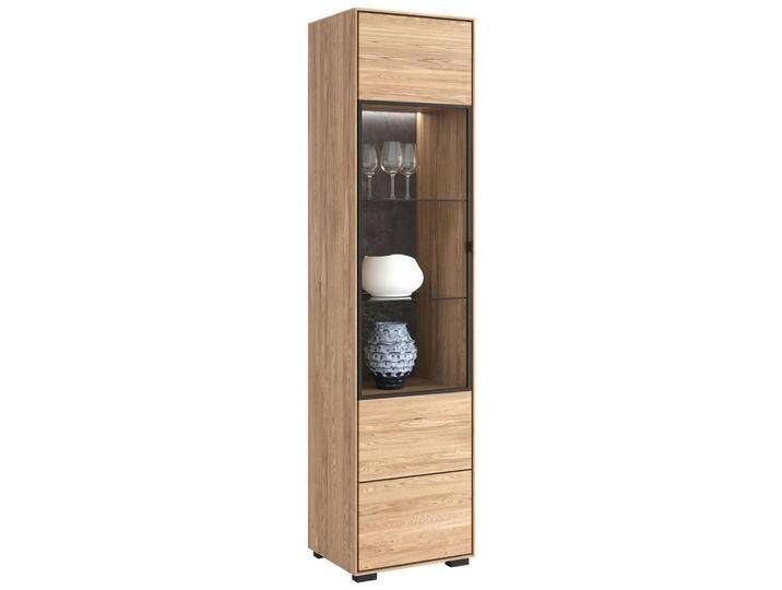 Livetastic VITRINE, Eiche, Eiche, furniert,massiv, 50x202x40 cm, Esszimmer, Vitrinen von Livetastic