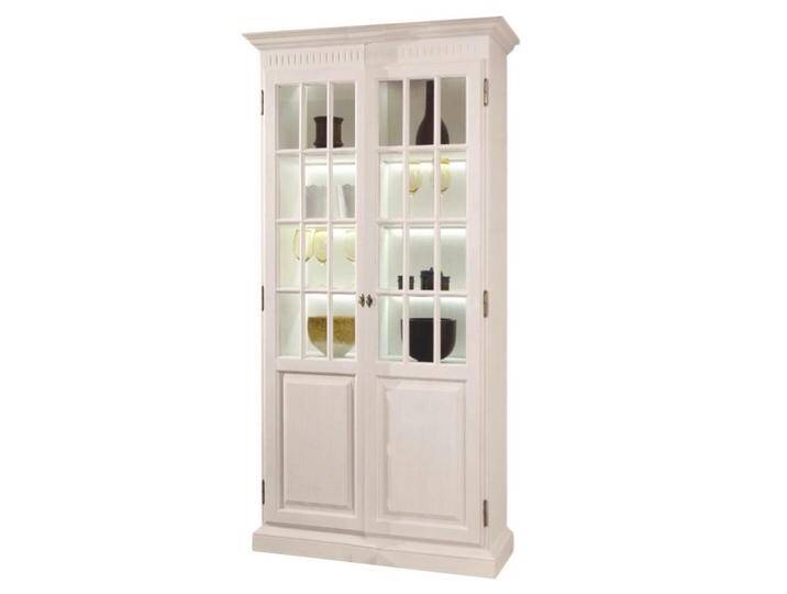 Livetastic VITRINE, Weiß, Holz, Pinie, massiv, 5 Fächer, 116x217x46 cm, Esszimmer, Vitrinen von Livetastic