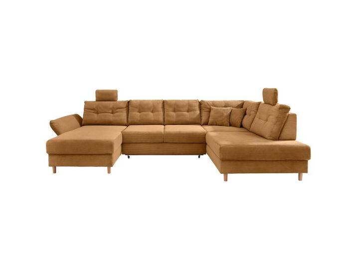 Livetastic WOHNLANDSCHAFT, Gold, Buche, 6-Sitzer, Füllung: Schaumstoff, Ottomane rechts, U-Form, 338-352x206 cm, Liegefunktion, seitenverkehrt von Livetastic