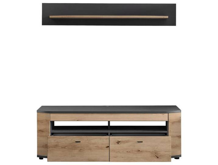 Livetastic WOHNWAND, Eiche Artisan, Braun, Grau, Metall, 2 Schubladen, 150x166.3x46.4 cm, FSC MIX, Made in EU, Wohnzimmer, Wohnwände, Anbauwände von Livetastic