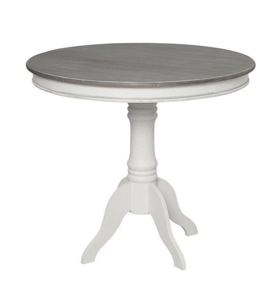 Livin Hill Esstisch Rimini White, Provenzalischer Stil, weiße Basis, dunkelbraune Tischplatte von Livin Hill
