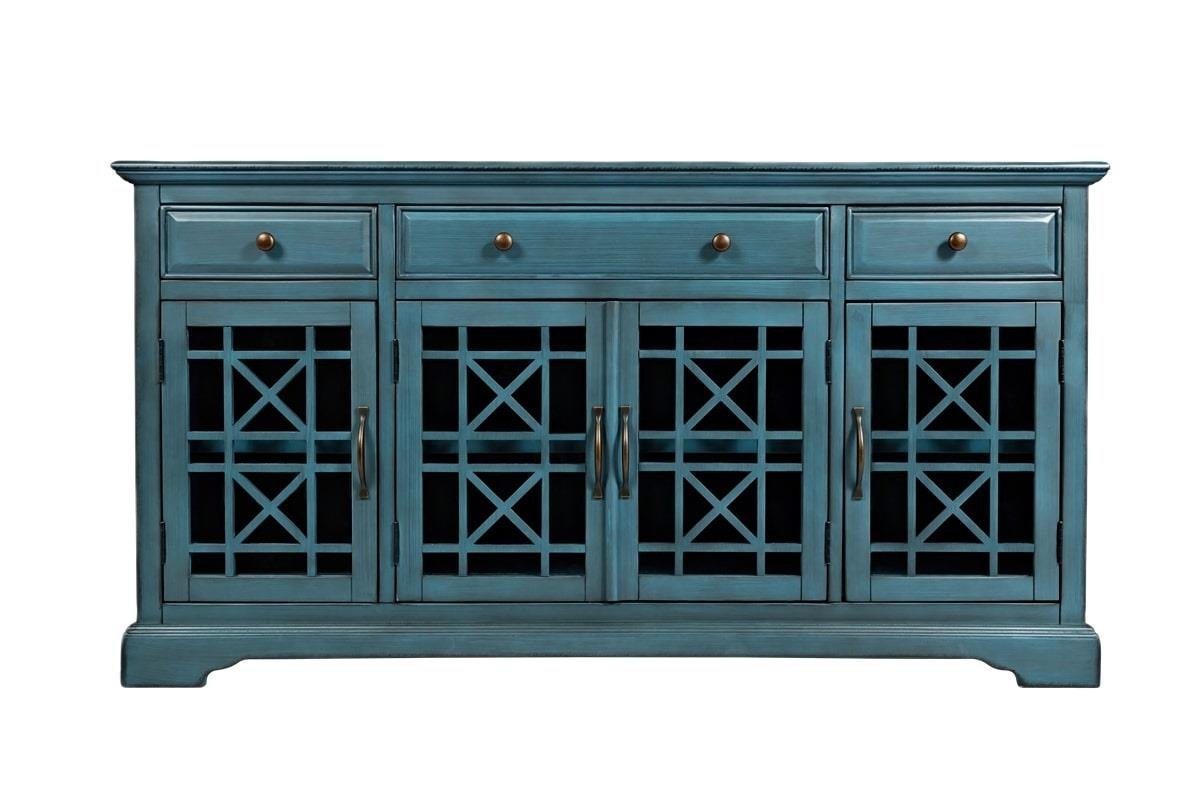 Livin Hill Kommode Avola, Antikblaue Farbe, 3 Regalfächer, 3 Schubladen, 4 Türen von Livin Hill