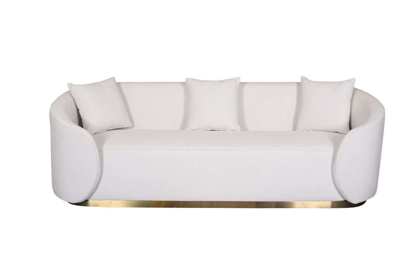 Livin Hill Sofa Nua, Weißer Samtstoff, goldener Edelstahlsockel, symmetrische Form Livin Hill Sofa Nua, Weißer Samtstoff, goldener Edelstahlsockel, symmetrische Form von Livin Hill