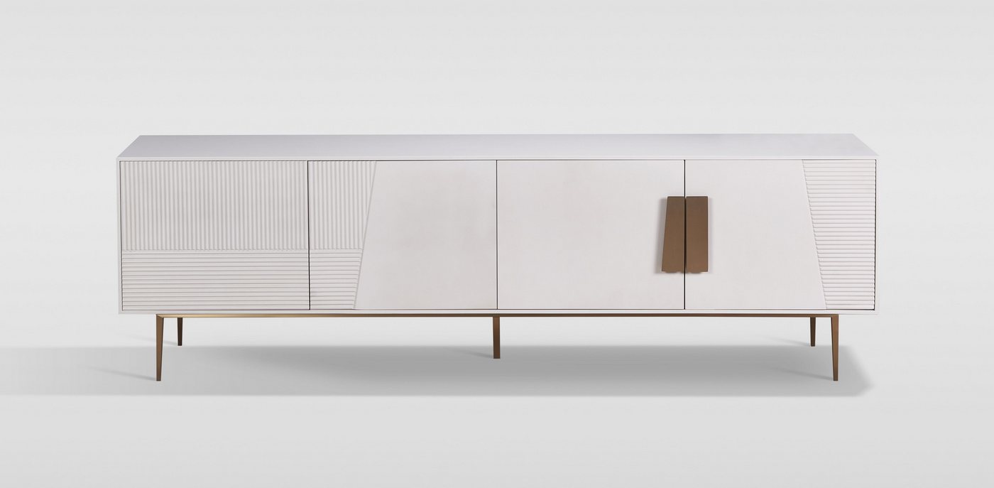 Livin Hill TV-Schrank Stilig Riffelholz, höhenverstellbare Bodengleiter, Soft-Close-System Livin Hill TV-Schrank Stilig Riffelholz, höhenverstellbare Bodengleiter, Soft-Close-System von Livin Hill