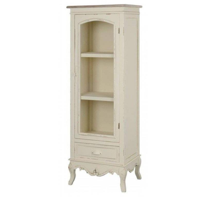 Livin Hill Vitrine Rimini cremefarbene Schnitzereien, muschelförmige Metallgriffe, rustikal von Livin Hill