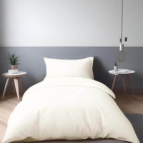 LivinEase Bettwäsche 155x200 - Mikrofaser Bettbezug 155x200 cm + 1 Kissenbezüge 50x80 cm – Bettwäsche - Creme von LivinEase