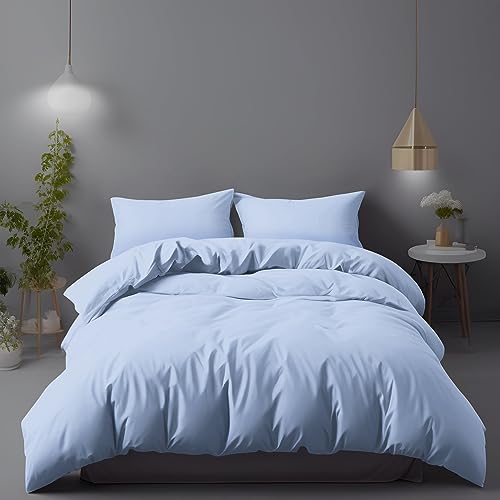 LivinEase Bettwäsche 220x240 Set - Mikrofaser Bettbezug 240x220 cm + 2 Kissenbezüge 65x65 cm - Blau von LivinEase