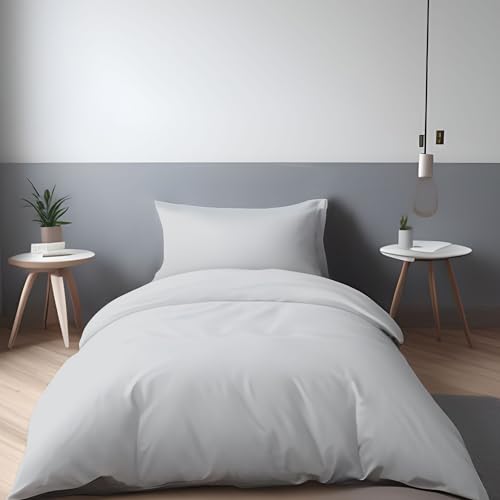 LivinEase Bettwäsche 140x200 Set - Mikrofaser Bettbezug 140x200 cm + 1 Kissenbezug 65x65 cm – Bettwäsche - Silber von LivinEase