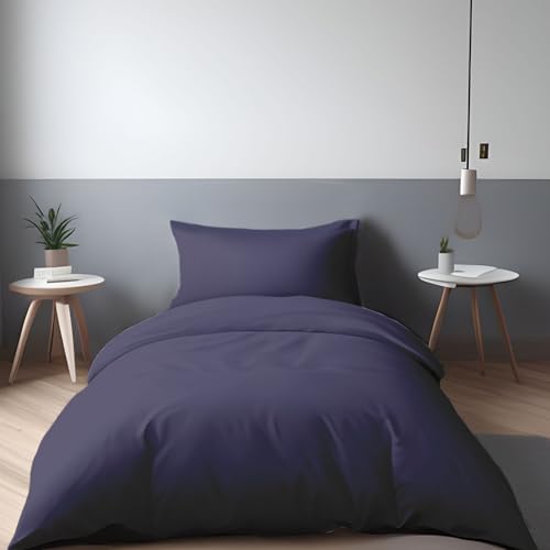 LivinEase Bettwäsche 155x200 - Mikrofaser Bettbezug 155x200 cm + 1 Kissenbezüge 50x80 cm – Bettwäsche - Navy von LivinEase
