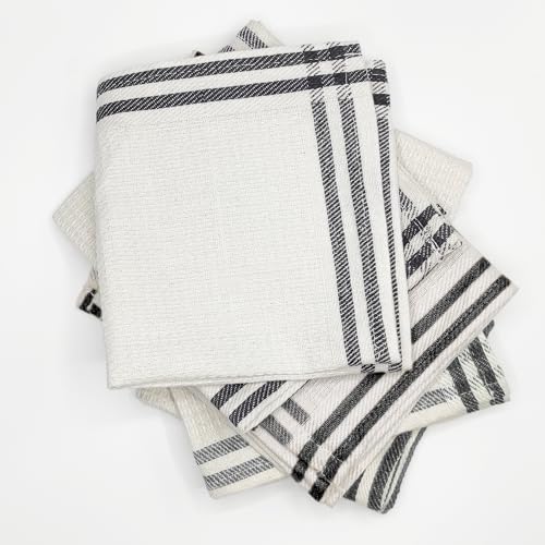 LivinEase Geschirrtücher für Küche - Geschirrtücher - Geschirrtücher Set- Saugfähige T Handtücher (Weiß Schwarz, 30x30 cm (Pack of 6)) von LivinEase