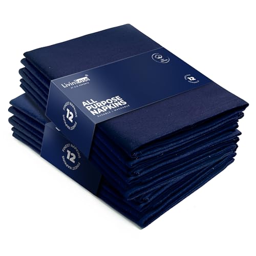 LivinEase Stoffservietten aus Baumwolle – 12 Stück rote Tischservietten – 100% Baumwolle, Wiederverwendbare große Stoffservietten 46 x 46 cm für den Weihnachtstisch (Navy) von LivinEase