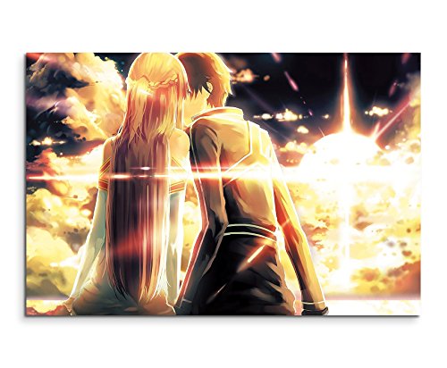 Kirito X Asuna Wandbild 120x80cm XXL Bilder und Kunstdrucke auf Leinwand von Livina-Wandbilder
