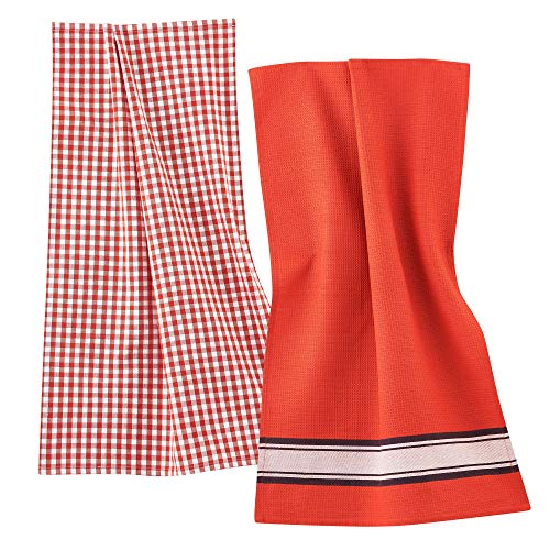 Living Crafts - Delhi | Geschirrtücher, 2er-Pack, Set 100% Baumwoll-Geschirrtücher | Saugfähige und langlebige Küchentücher, Geschirrhandtuch (Red Clay) von Living Crafts
