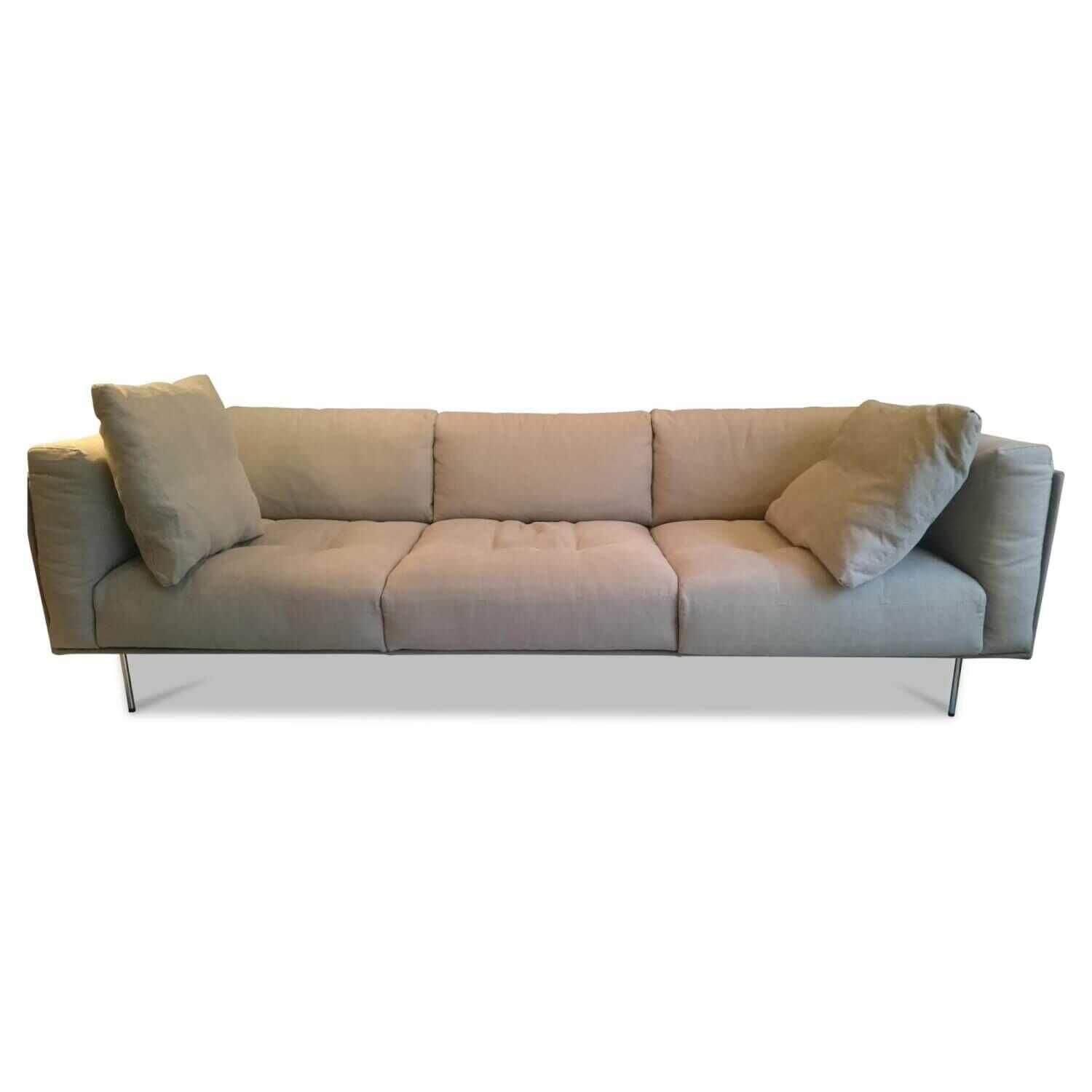 Sofa Rod 240 Leder Nubuk Brend Top 3 Beige mit 2 Kissen von Living Divani