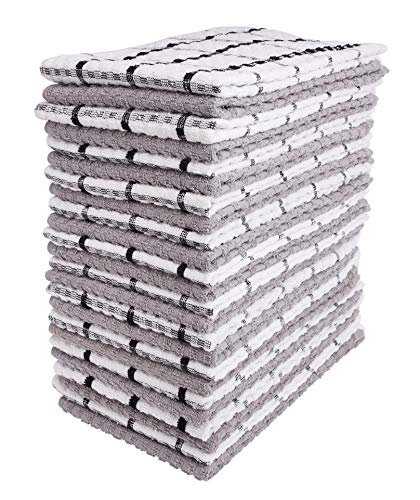Kitchen Towels - Dish Towels and Dish Cloths - Hand Towel and Dishcloths Sets - 100% Soft Ring Spun Combed Cotton - Great for Cooking in Kitchen or Household Cleaning - Size 15" x 25" (Grey, 24) von Living Fashions