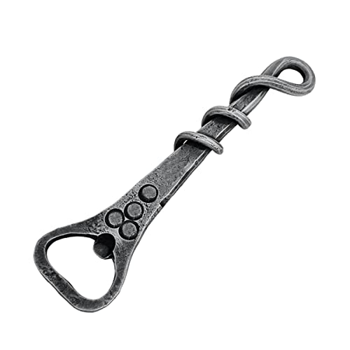Living Ideas Handgeschmiedeter gedrehter Bierflaschenöffner aus Schmiedeeisen, handgefertigt, Metall, Flaschenöffner, Metall, schwarz, Antik-Finish, robuster Flaschenöffner von Living Ideas