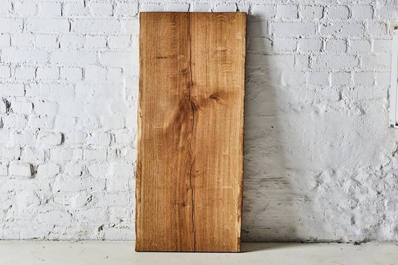Living Oak Tischplatte Tischplatte Eiche Waschtischplatte (massive Tischplatte aus Eiche für Dein Badprojekt oder auch den kleinen Couchtisch), Tischplatte aus einem Stück Eiche mit Baumkante. Baumstammplatte. von Living Oak