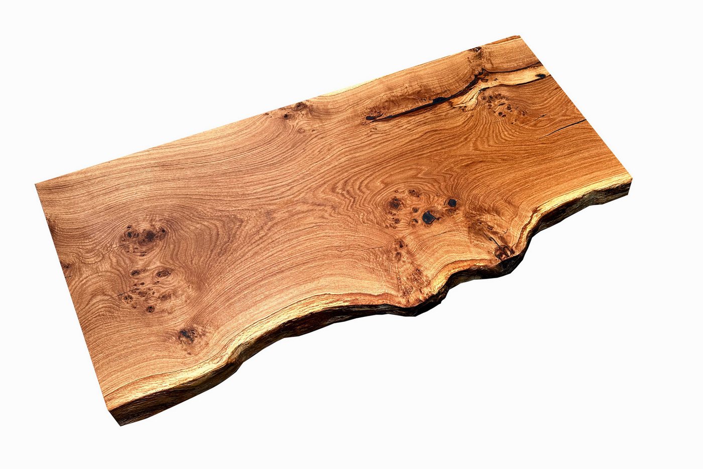 Living Oak Waschtischplatte Tischplatte Roseneiche Waschtischplatte (massive Tischplatte aus Eiche für Dein Badprojekt oder auch den kleinen Couchtisch), Tischplatte aus einem Stück Eiche mit Baumkante. Baumstammplatte. von Living Oak