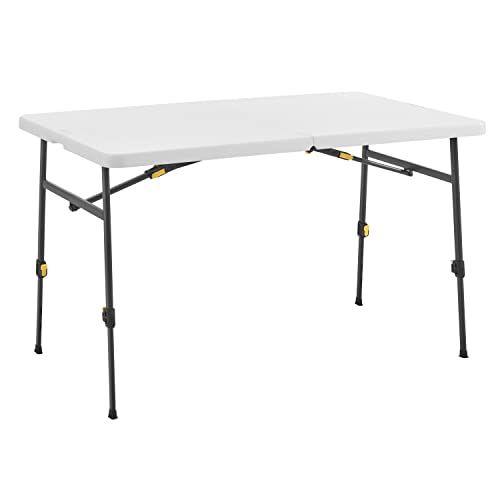 Living and More 1,2 m XL höhenverstellbarer halber Klapptisch mit Tragegriff, einfaches Zusammenklappen und Aufbewahren, für den Innen- und Außenbereich, Weiß von Living and More
