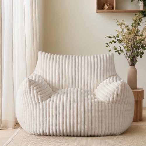Riesiger Sitzsack für Erwachsene, übergroß, bequem, Plüsch, ohne Knochen, mit Memory-Schaum-Füllung, Akzent-Lounge für Schlafzimmer, Wohnzimmer und Ecke, Faule Boden-Sofa-Stuhl, Beige Riesiger Sitzsack für Erwachsene, übergroß, bequem, Plüsch, ohne Knochen, mit Memory-Schaum-Füllung, Akzent-Lounge für Schlafzimmer, Wohnzimmer und Ecke, Faule Boden-Sofa-Stuhl, Beige von Living&Giving