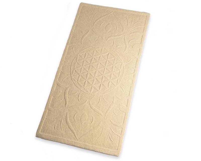 LivingDesigns Teppich Läufer Handgetuftet mit Blume des Lebens - Natur 70 x 140 cm von LivingDesigns
