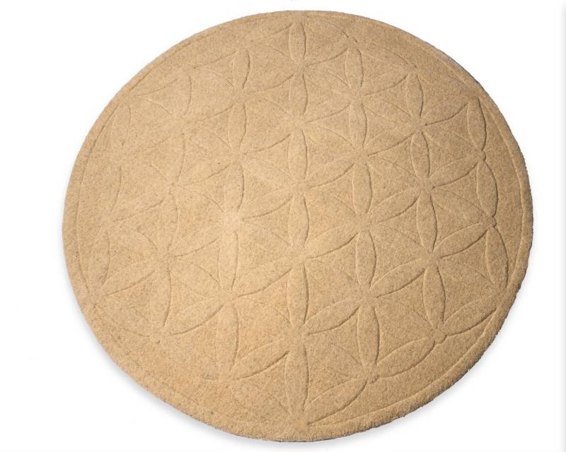 LivingDesigns Teppich Handgetuftet mit der Blume des Lebens - Natur, rund von LivingDesigns