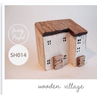 Miniatur-Haus-Holz-Dekoration, Holzregal-Dekor, Süßes Neues Zuhause-Geschenk, Personalisiertes Haus-Dekor Für Mini-Holzdorf, Rustikales von LivingPastel