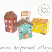 Miniatur-Haus-Holz-Dekoration, Holzregal-Dekor, Süßes Neues Zuhause-Geschenk, Personalisiertes Haus-Dekor Für Mini-Holzdorf, Rustikales von LivingPastel