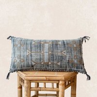 Lumbar Pillow Cover in Blue Long Rectangle Shabby Chic Distressed Embroidered Cushion Couch Sofa Bed Back 30 X 60 cm | Souhalia Lumbar Pillow Cover in Blue Long Rectangle Shabby Chic Distressed Embroidered Cushion Couch Sofa Bed Back 30 X 60 cm | Souhalia von Livingmulticultural