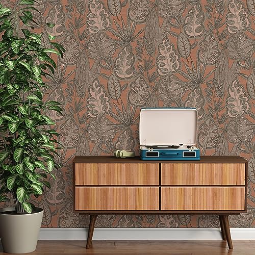 Blättertapete Rosa Grau Taupe Braun - Livingwalls Famous Garden 393462 - Vliestapete - 10,05 m x 0,53 m - Made in Germany von Livingwalls