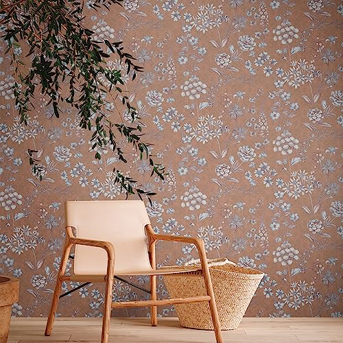 A.S. Création Livingwalls Travel Styles Vliestapete - Florale Tapete in Orange und Braun - skandinavische Wandtapete für verschiedene Räume in 10,05 m x 0,53 m von A.S. Création
