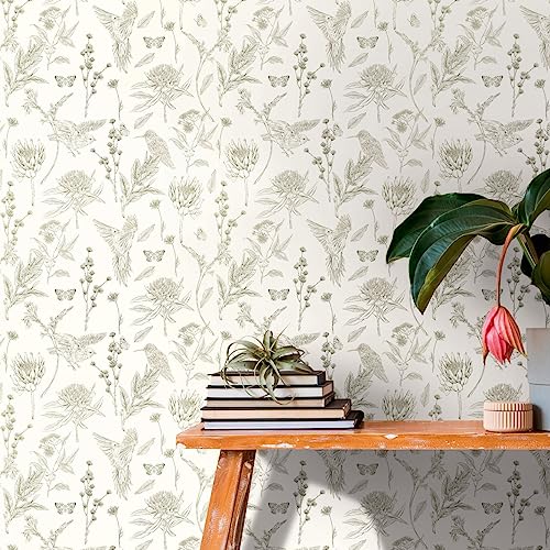 Blumentapete Weiß Grün - Tapete Wohnzimmer Schlafzimmer 394293 - Vliestapete Dschungel - 10,05 m x 0,53 m für 5,33m² - Made in Germany von A.S. Création
