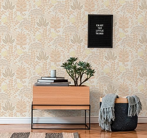 Blumentapete Weiß Orange Gelb Taupe - Livingwalls Famous Garden 393491 - Vliestapete - 10,05 m x 0,53 m - Made in Germany von Livingwalls