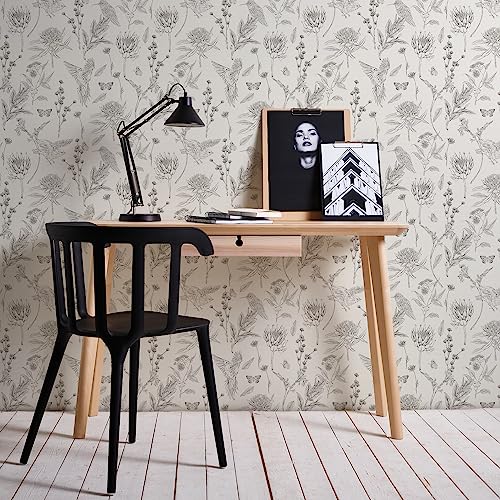 A.S. Création Blumentapete Weiß Schwarz - Tapete Wohnzimmer Schlafzimmer 394292 - Vliestapete Dschungel - 10,05 m x 0,53 m für 5,33m² - Made in Germany von A.S. Création