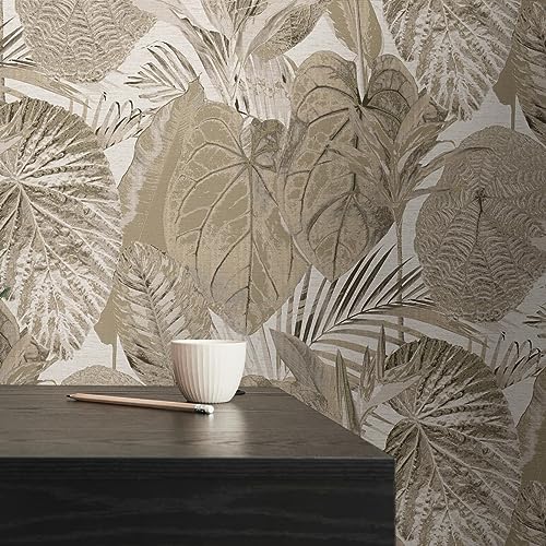 Dschungeltapete Beige Taupe - Livingwalls Famous Garden 393551 - Vliestapete - 10,05 m x 0,53 m - Made in Germany von Livingwalls