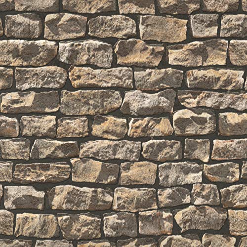 Livingwalls Klebefolie Steinoptik 0,52m x 2,50m braun schwarz Möbelfolie selbstklebende Tapete Made in Germany 955741 von Livingwalls