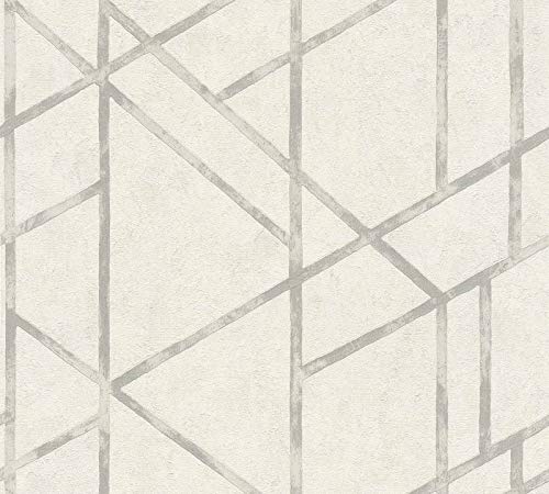Livingwalls Vliestapete Metropolitan Stories Francesca Milano Tapete geometrisch grafisch 10,05 m x 0,53 m metallic weiß Made in Germany 369285 36928-5 von A.S. Création