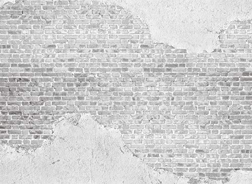 Livingwalls Fototapete Designwalls Vliestapete Old Brick Wall Tapete in Beton Optik in Grau, Weiß 350 x 255 cm XXL Wandtapete Wandbild 118770 von Livingwalls