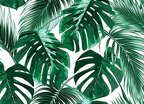 Livingwalls Fototapete Designwalls Vliestapete Palm Leaves Tapete in Dschungel Optik in Grün, Türkis, Weiß 350 x 255 cm XXL Wandtapete Wandbild 118572 von Livingwalls