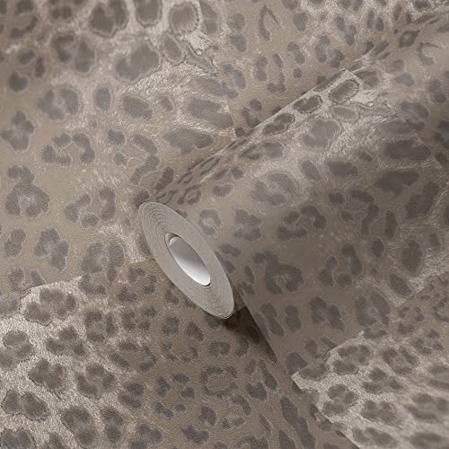 A.S. Création Livingwalls Leopardenmuster Vliestapete Grau Weiß Animal Print 385232 Tapete Leoparden-Fell 10,05x0,53m Made in Germany, Grau, Silber von A.S. Création