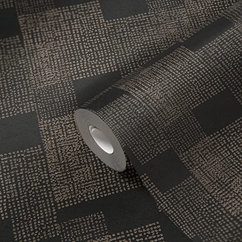 Livingwalls Moderne Vliestapete Gold Schwarz 385253 Geometrische Tapete Küche Esszimmer Flur 10,05x0,53m Made in Germany von Livingwalls