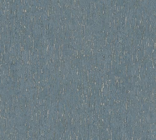 A.S. Création Smart Surfaces Einfarbige Vliestapete in Putzoptik 10,05 m x 0,53 m - Blau, Petrol, Silber - einfarbige Wandtapete für verschiedene Räume Made in Germany - 395621 von A.S. Création
