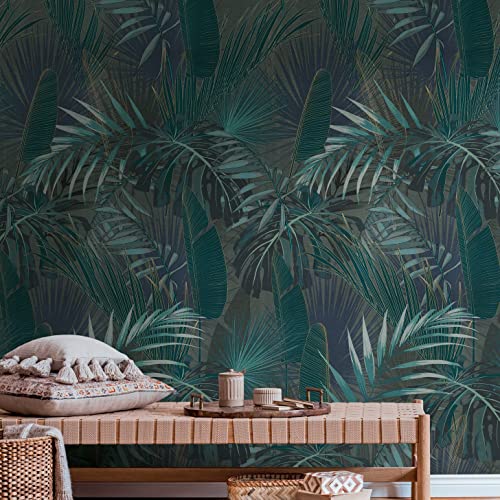 Livingwalls Travel Styles Vliestapete - Palmenblatttapete in Blau und Blau - tropische Wandtapete für verschiedene Räume in 1,59 m x 2,80 m von A.S. Création
