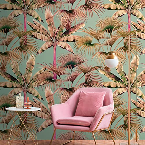 Livingwalls Travel Styles Vliestapete - Tropische Tapete in Blau und Beige - stylische Wandtapete für verschiedene Räume in 1,59 m x 2,80 m von Livingwalls