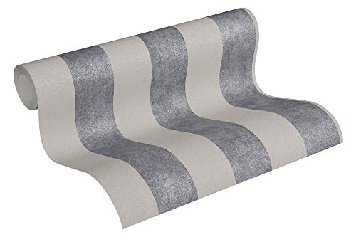 A.S. Création Livingwalls Vliestapete Diamonds Tapete mit Blockstreifen 10,05 m x 0,53 m beige grau schwarz Made in Germany 372711 37271-1 von A.S. Création