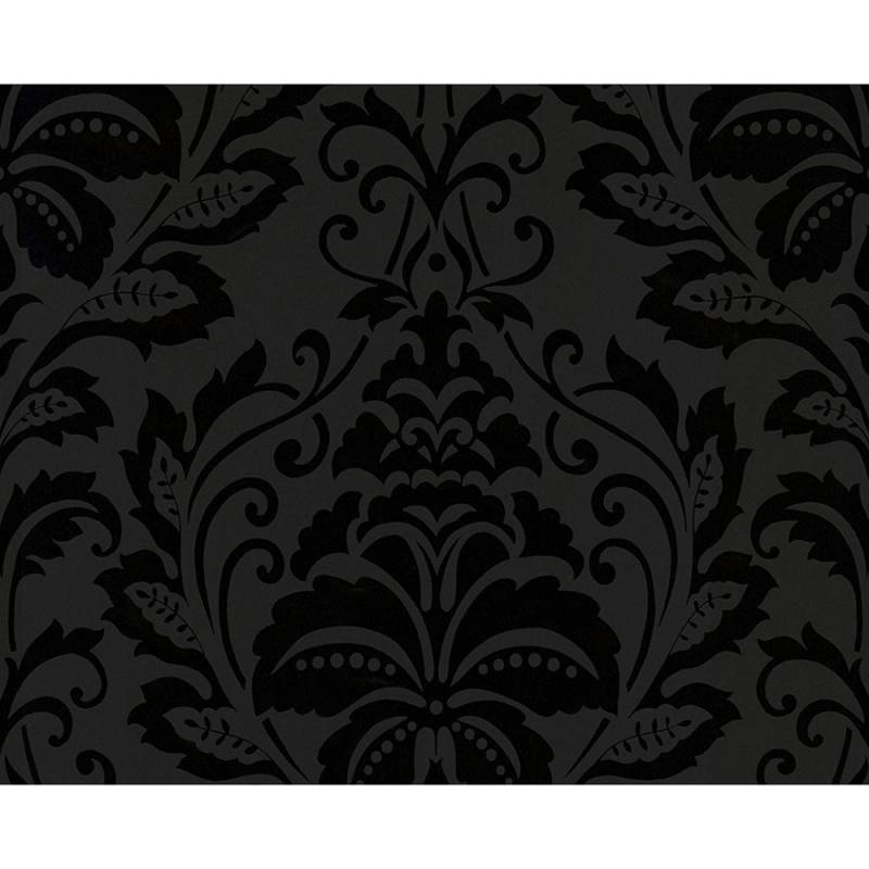 Livingwalls Vliestapete 'Flock 3' Ornamente schwarz 0,53 x 10,05 m von Livingwalls