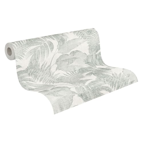 Livingwalls Vliestapete New Walls Tapete Cosy & Relax mit Palmenblättern 10,05 m x 0,53 m creme beige grün Made in Germany 373964 37396-4 von A.S. Création