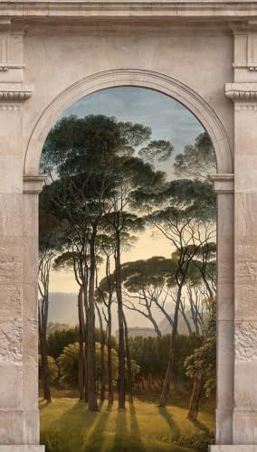 Livingwalls Vliestapete - Tapete Mediterrane Landschaft Fenster in Grau, Grün und Beige - Wandtapete für verschiedene Räume - Wandbild XXL 159 x 280 cm von Livingwalls